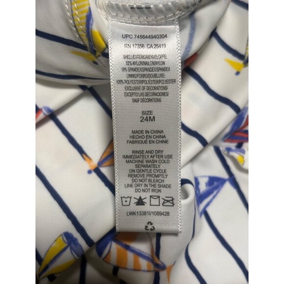 Little Me Baby Girls Long Sleeve Rashguard Swimsuit Sailboat Print UPF 50+ 24M - Picture 6 of 6